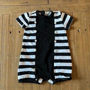 Carbon soldier black and white knot romper